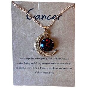 Cancer zodiac moon pendant necklace NWT gold tone